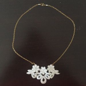 Floral lace gold necklace